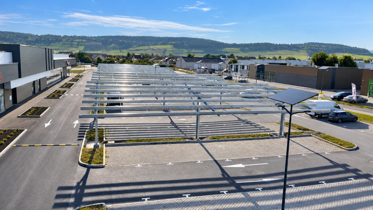 Fabrication et pose d’ombrières métalliques de parking en Bourgogne-Franche-Comté
